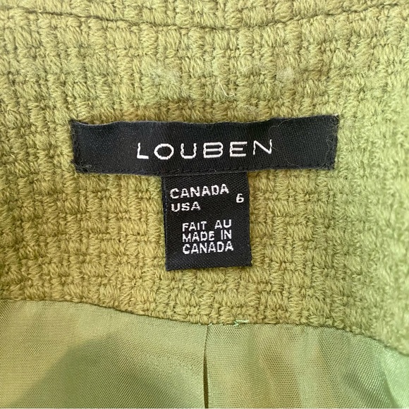 Louben Lime Green 100% Virgin Wool Single Breasted Blazer Jacket  Size 6 - Picture 6 of 8